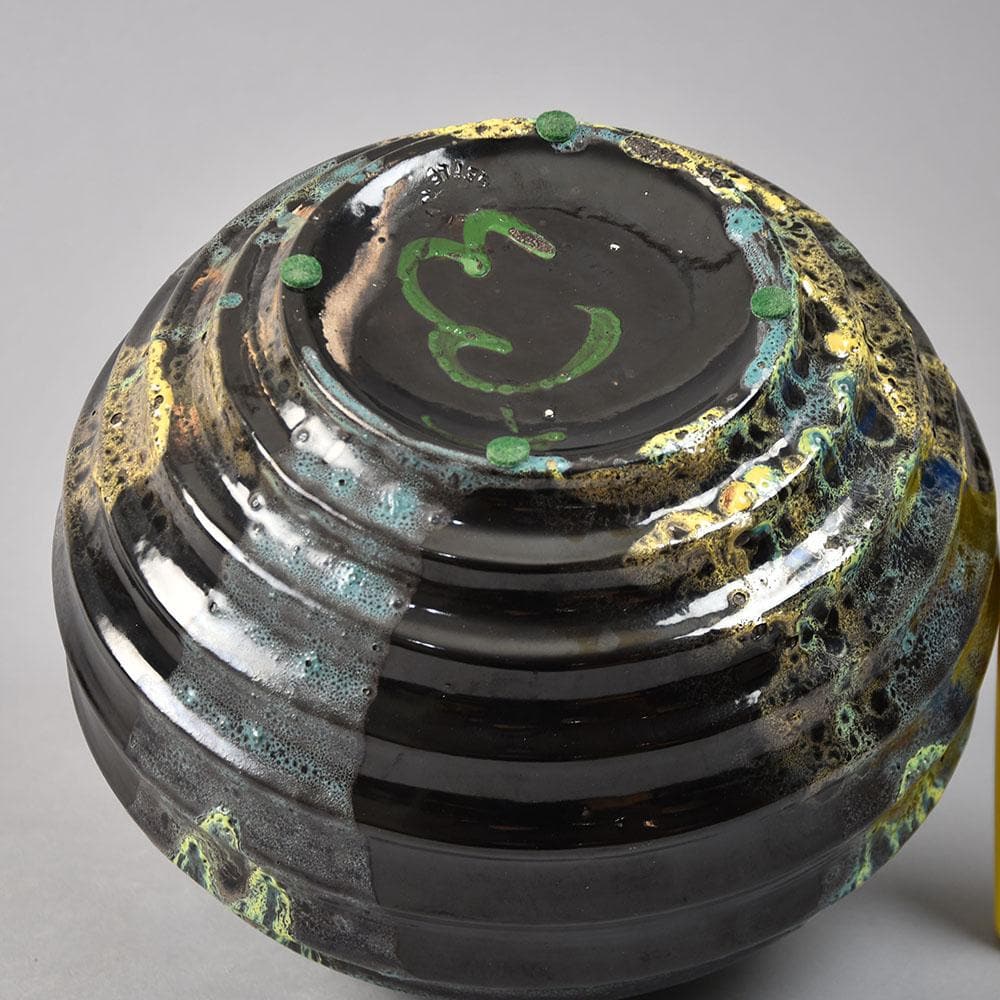 Ewald Dahlskog large vase for Bo Fajans, large earthenware vase with dripping glaze G9125 - Freeforms