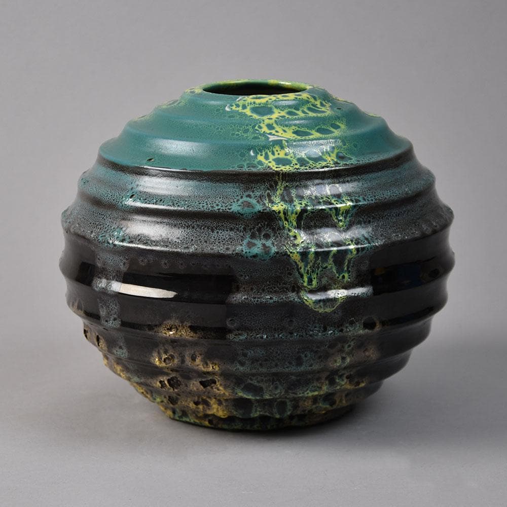 Ewald Dahlskog large vase for Bo Fajans, large earthenware vase with dripping glaze G9125 - Freeforms