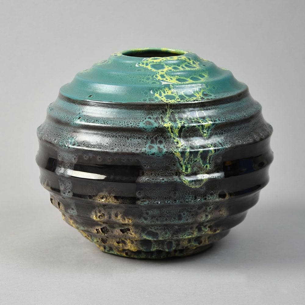 Ewald Dahlskog large vase for Bo Fajans, large earthenware vase with dripping glaze G9125 - Freeforms