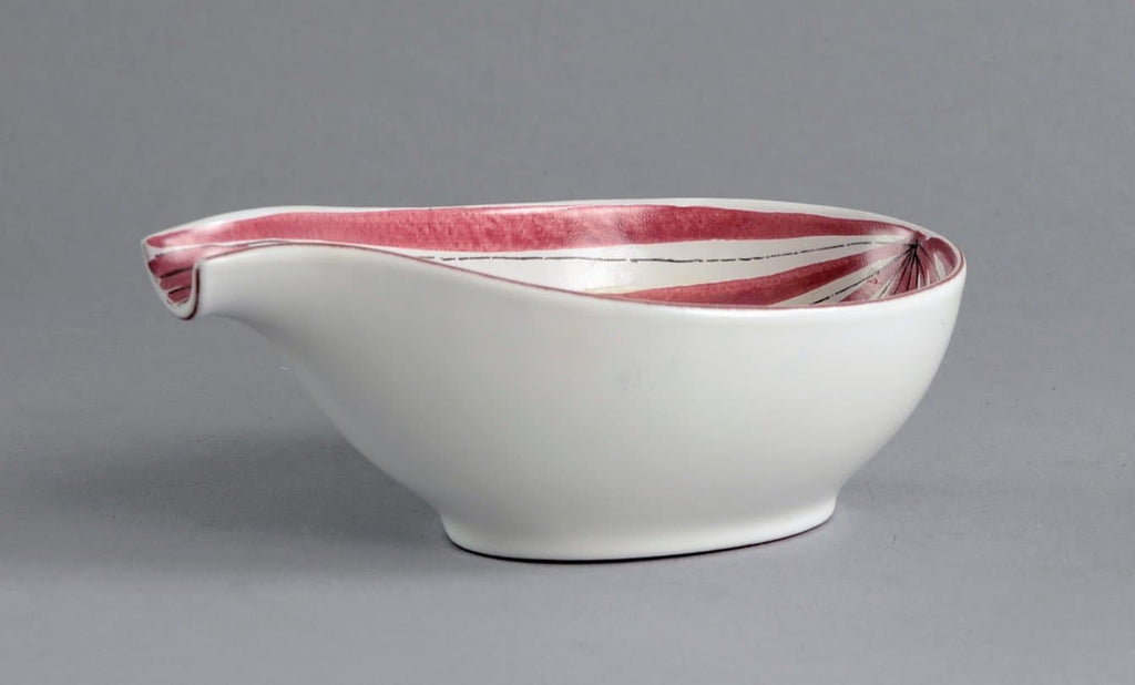 stig lindberg faience bowl gustavsberg white pink black