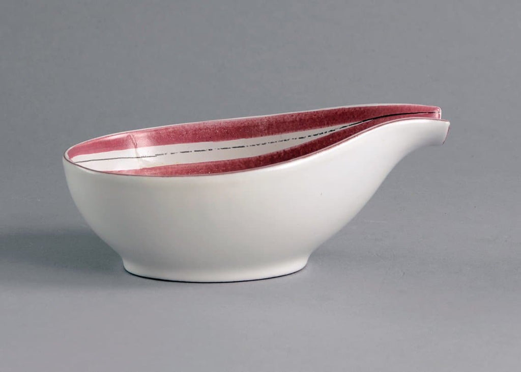 stig lindberg faience bowl gustavsberg white pink black
