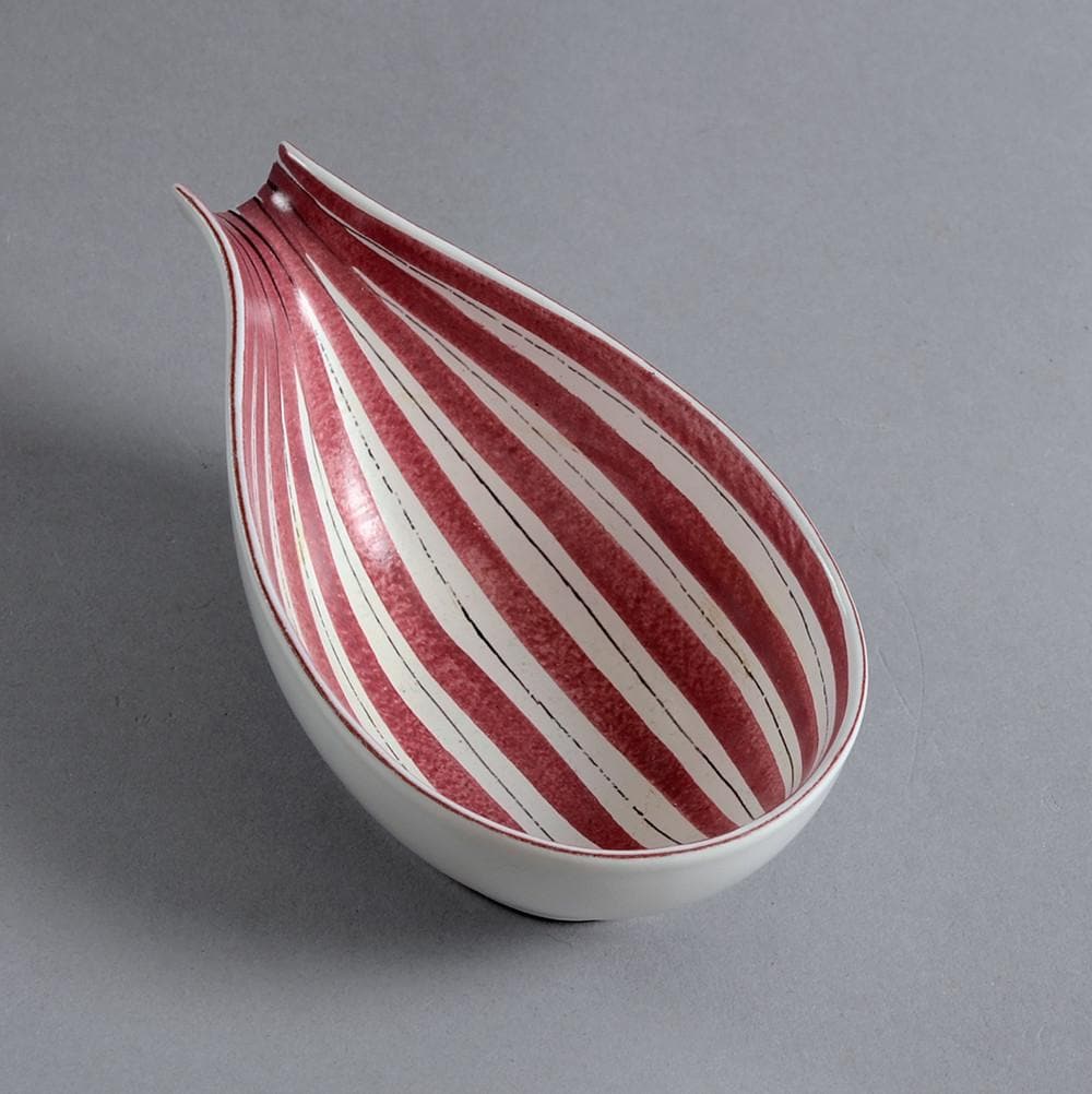 stig lindberg faience bowl gustavsberg white pink
