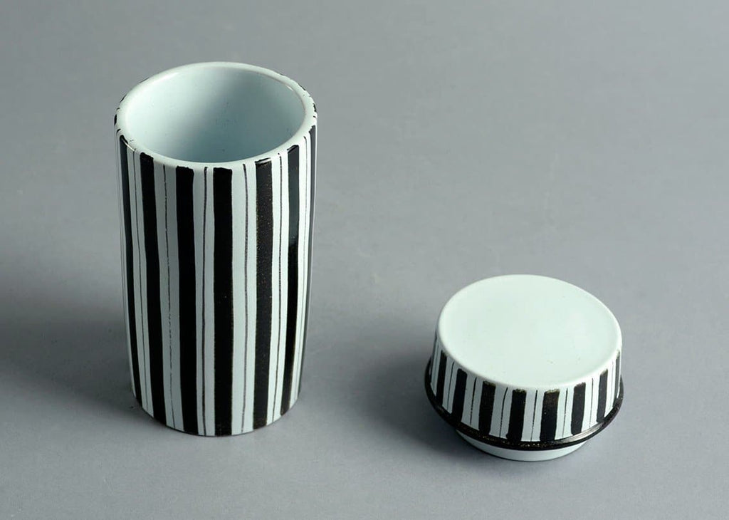 stig lindberg faience lidded jar gustavsberg white