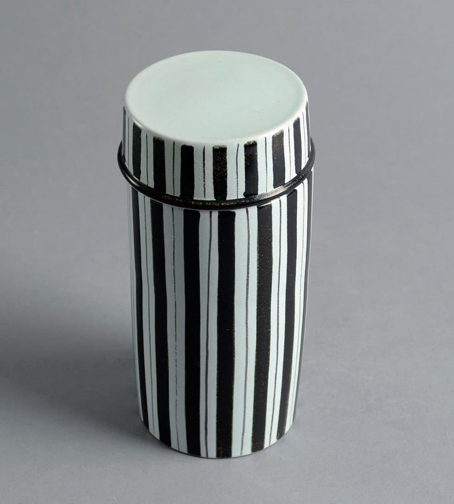 stig lindberg faience lidded jar gustavsberg white