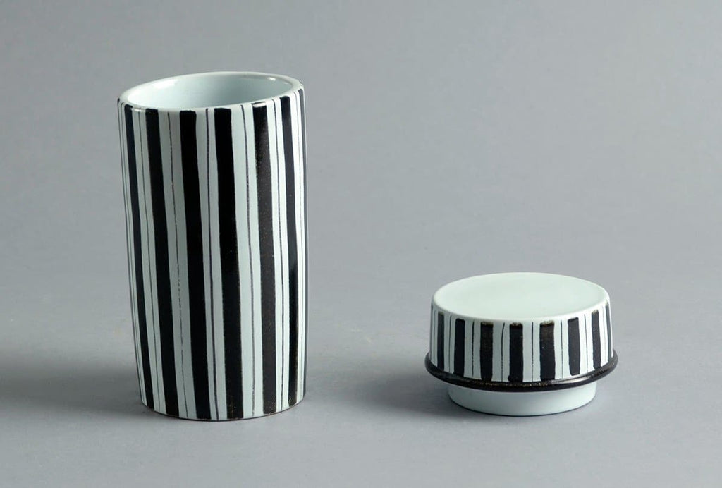 stig lindberg faience lidded jar gustavsberg white