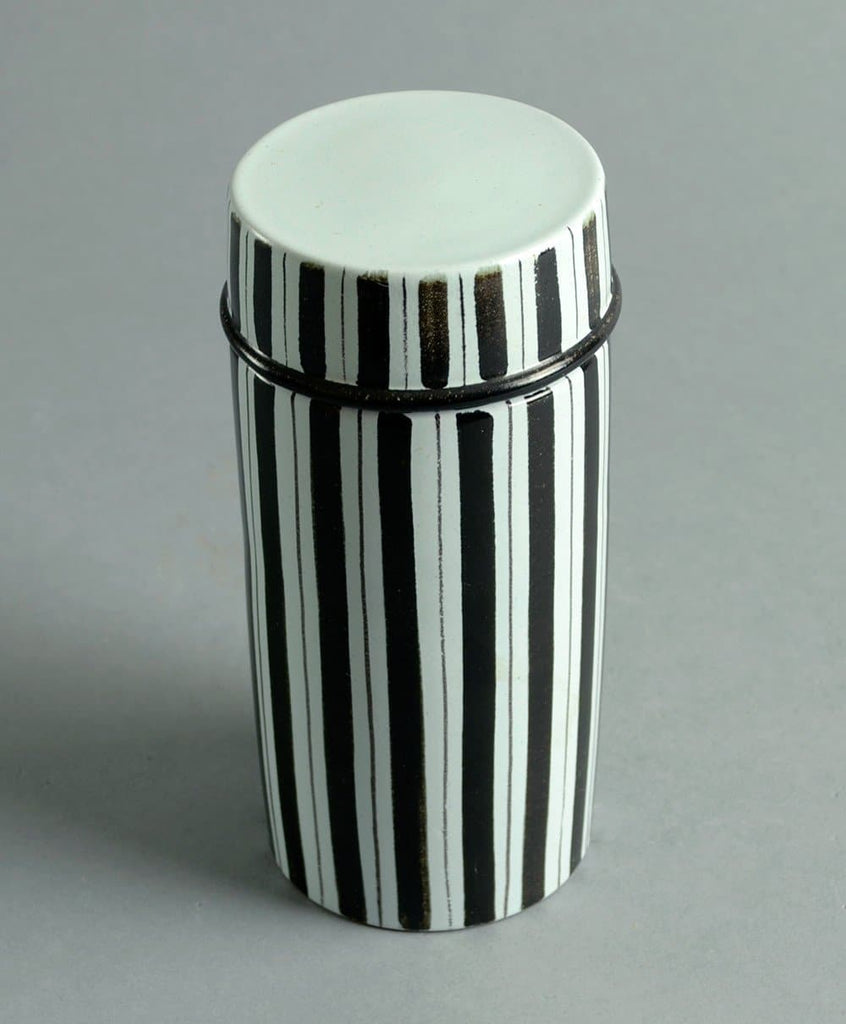 stig lindberg faience lidded jar gustavsberg white