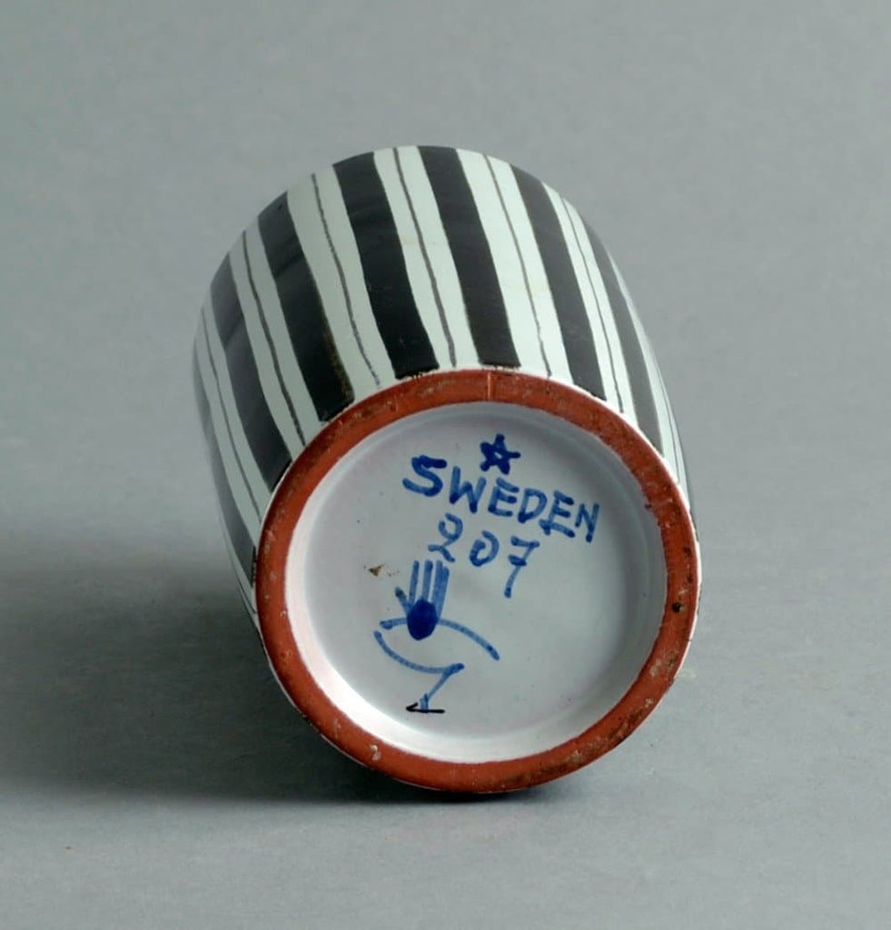 stig lindberg faience lidded jar gustavsberg white marks signature marking