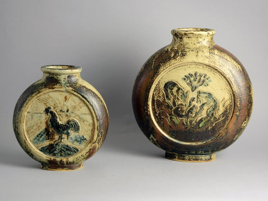 Flattened circular vase by Knud Kyhn for Royal Copenhagen A1094 - Freeforms