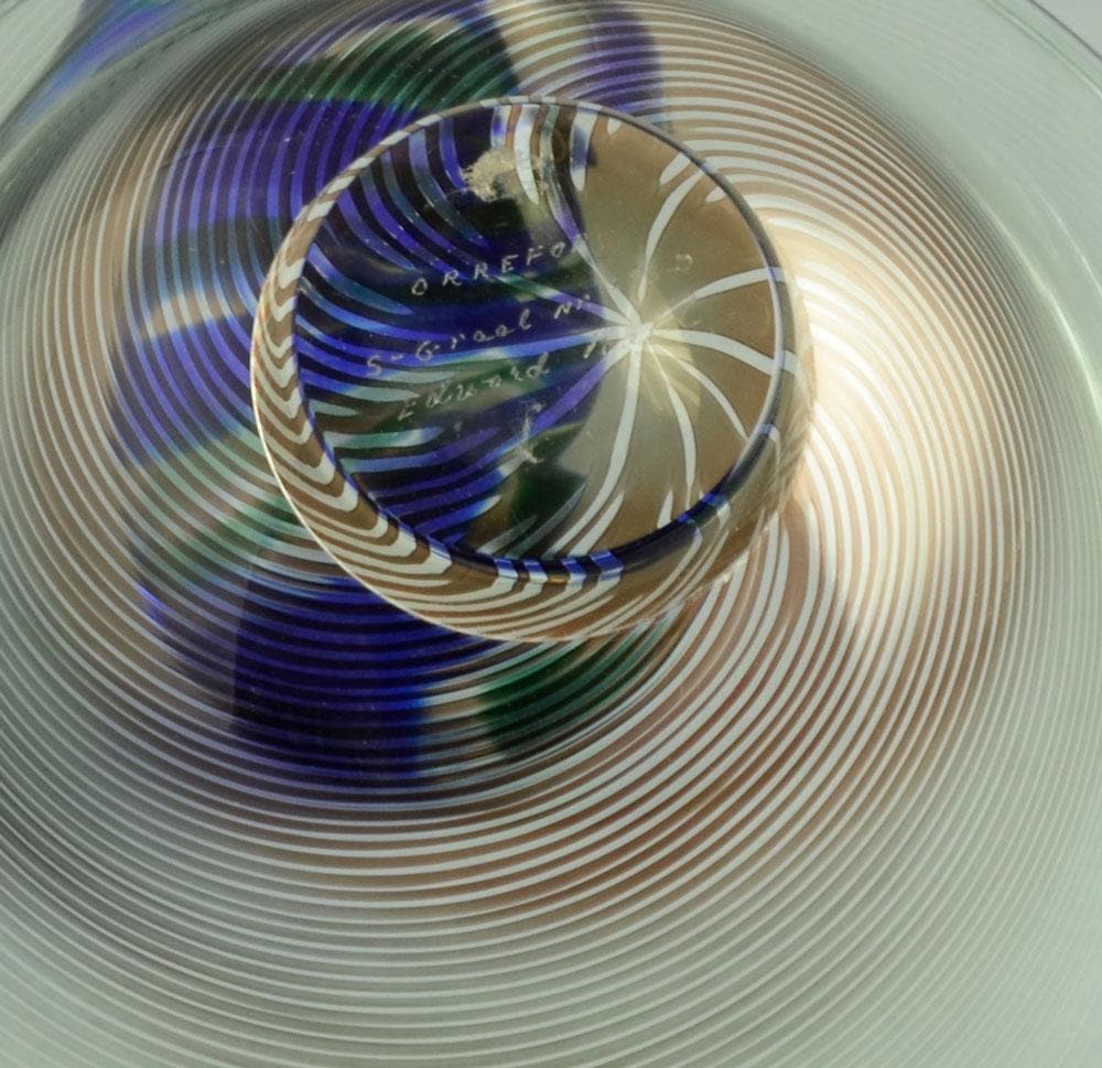 Footed glass "slip graal" bowl by Edward Hald for Orrefors N2175 - Freeforms