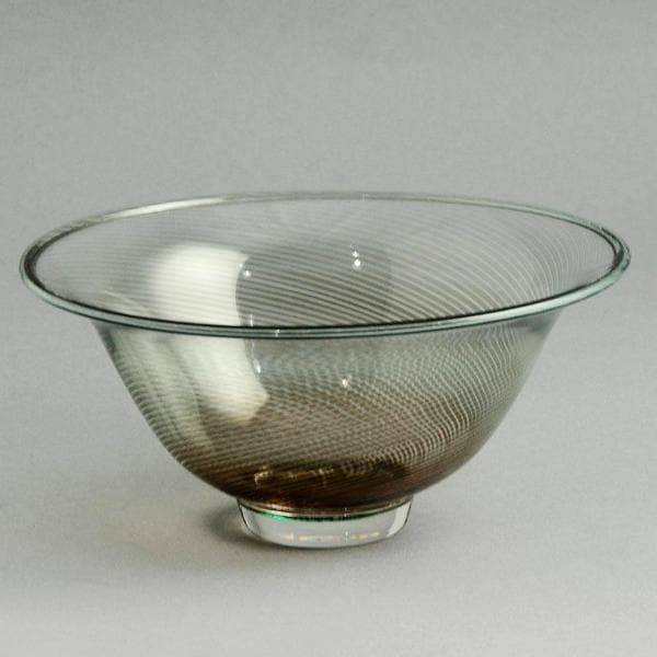 Footed glass "slip graal" bowl by Edward Hald for Orrefors N2175 - Freeforms