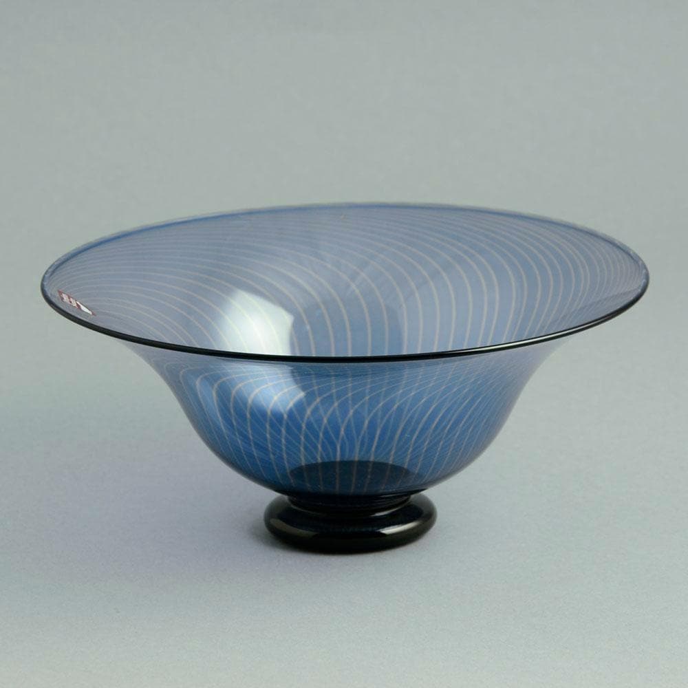 Footed glass "slip graal" bowl by Edward Hald for Orrefors N3638 - Freeforms