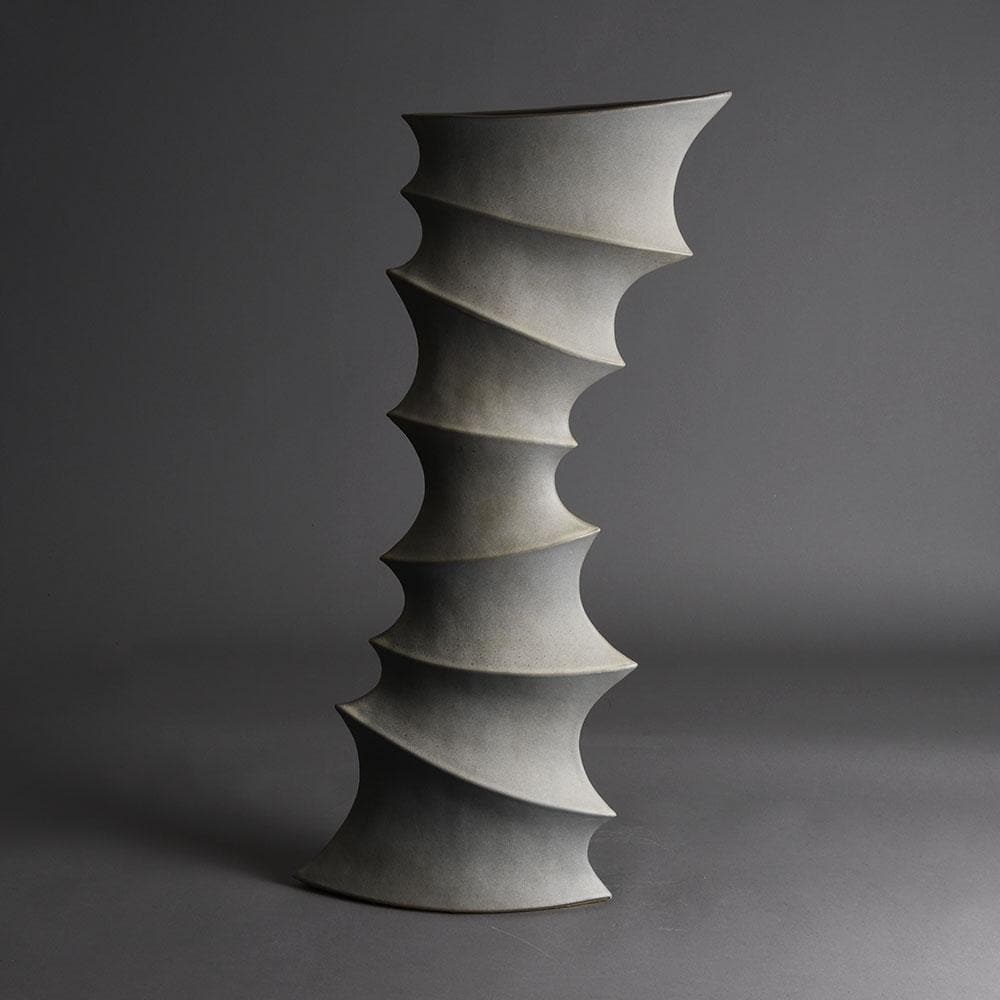 Frank Schillo, very large stoneware sculptural vase with white glaze E7316 - Freeforms