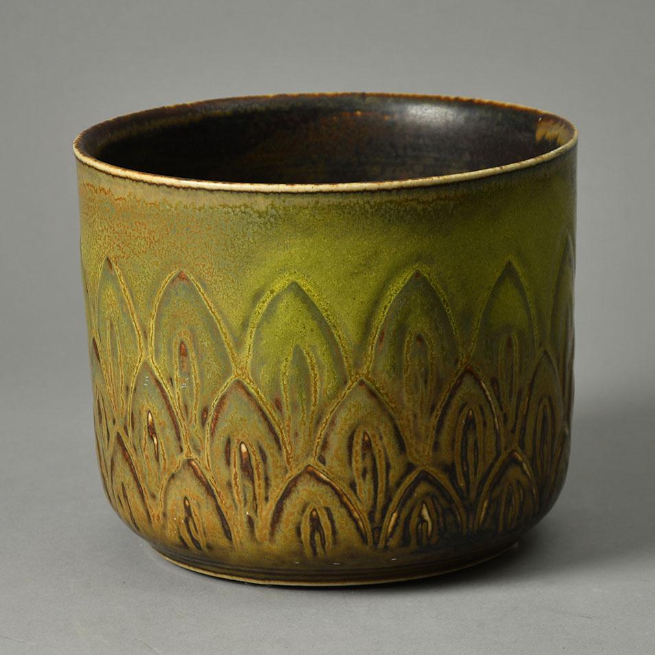 Gerd Bogelund for Royal Copenhagen large vase with solfatara glaze G9346 - Freeforms