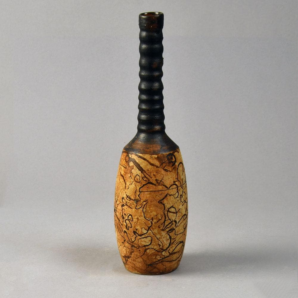 Gerhard Liebenthron, own studio, Germany unique stoneware long-necked vase G9118 - Freeforms
