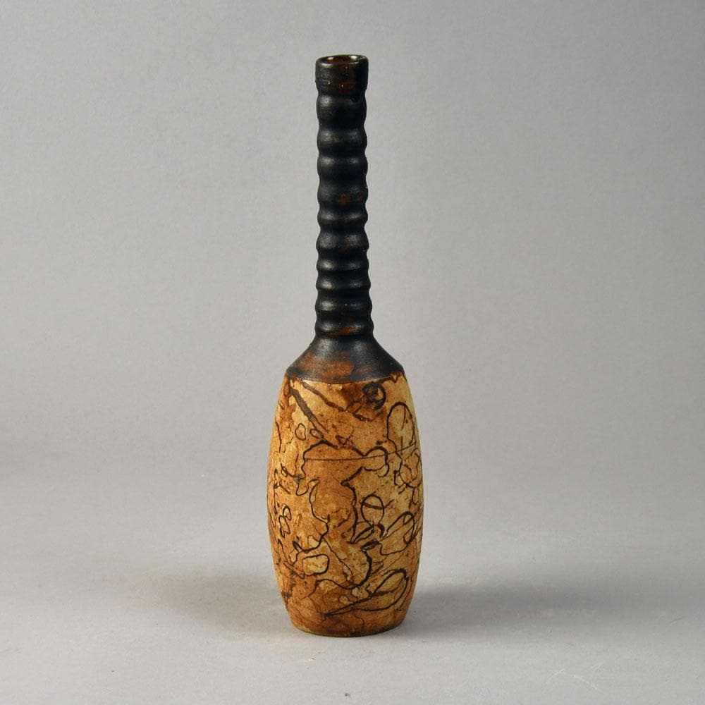 Gerhard Liebenthron, own studio, Germany unique stoneware long-necked vase G9118 - Freeforms