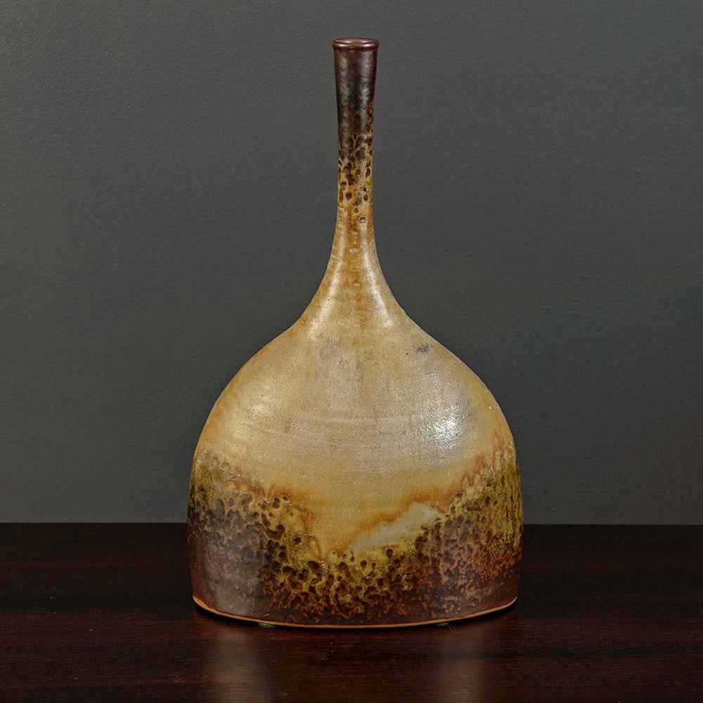 Görge Hohlt, Germany, unique stoneware vase with brown and beige glaze G9416 - Freeforms