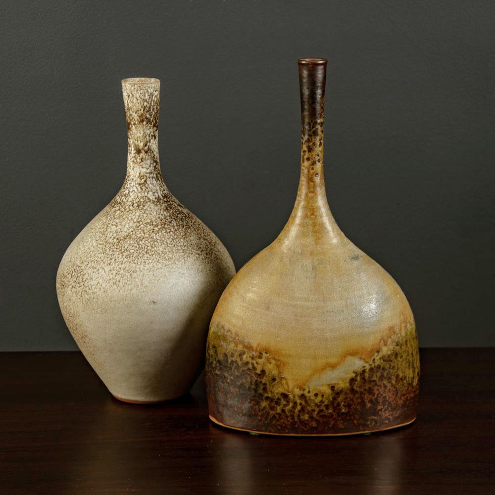 Görge Hohlt, Germany, unique stoneware vase with brown and beige glaze G9416 - Freeforms