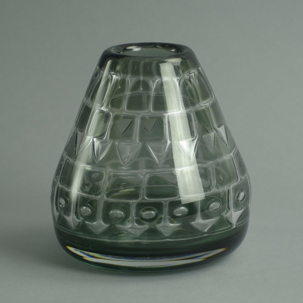 Gray glass "Ariel" vase by Ingeborg Lundin for Orrefors A1657 - Freeforms