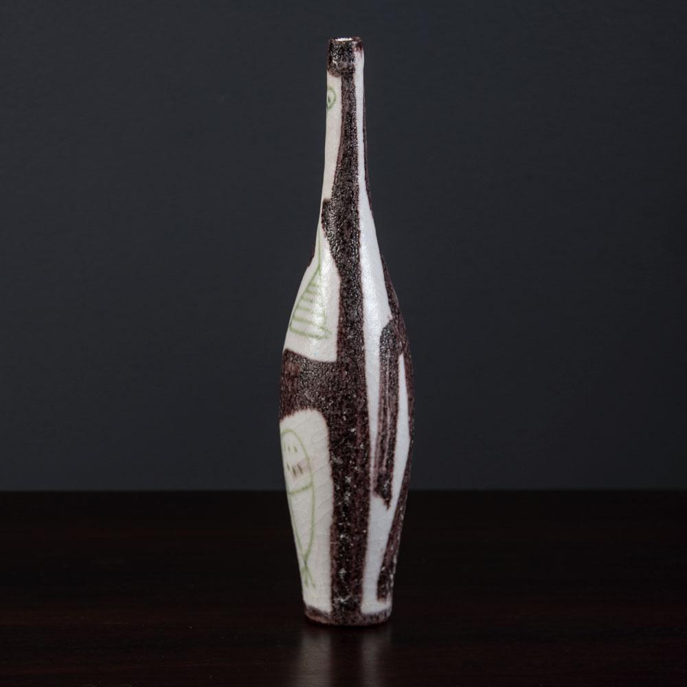 Guido Gambone, Italy, vase with brown and white glaze G9385 - Freeforms