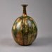 Gunnar Andersson, Höganäs, Sweden, unique earthenware vase with dripping green and brown glaze 1985 G9142 - Freeforms