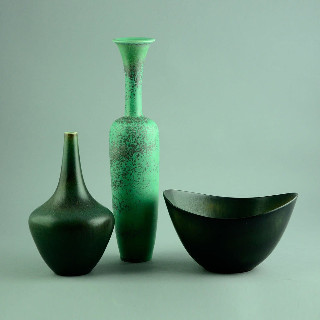 Gunnar Nylund for Rorstrand bottle vase with gray haresfur glaze C5495 - Freeforms