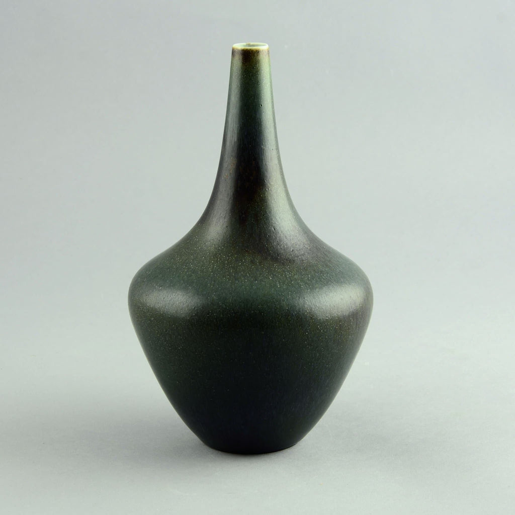 Gunnar Nylund for Rorstrand bottle vase with gray haresfur glaze C5495 - Freeforms