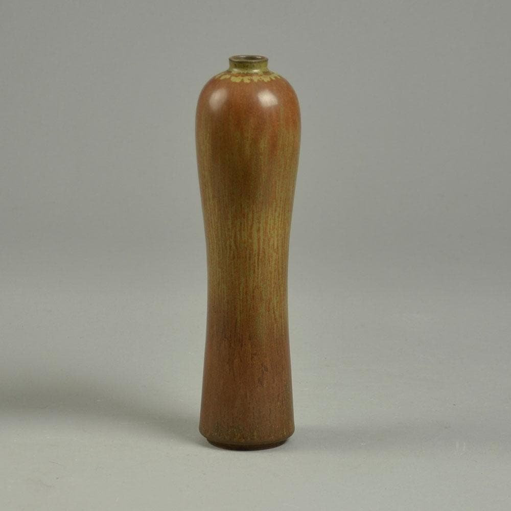 Gunnar Nylund for Rorstrand, bulbous stoneware vase with brown glaze E7167 - Freeforms