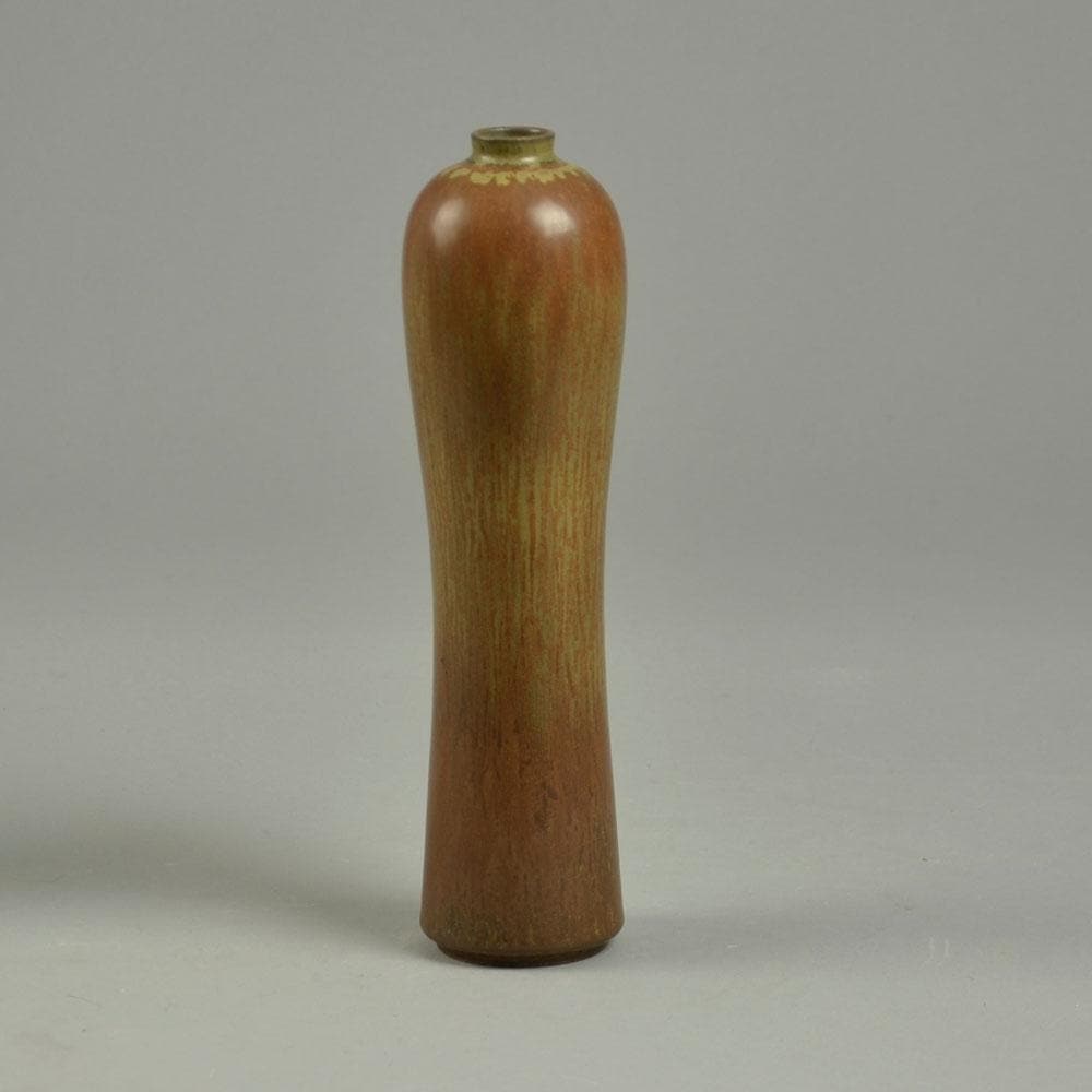 Gunnar Nylund for Rorstrand, bulbous stoneware vase with brown glaze E7167 - Freeforms