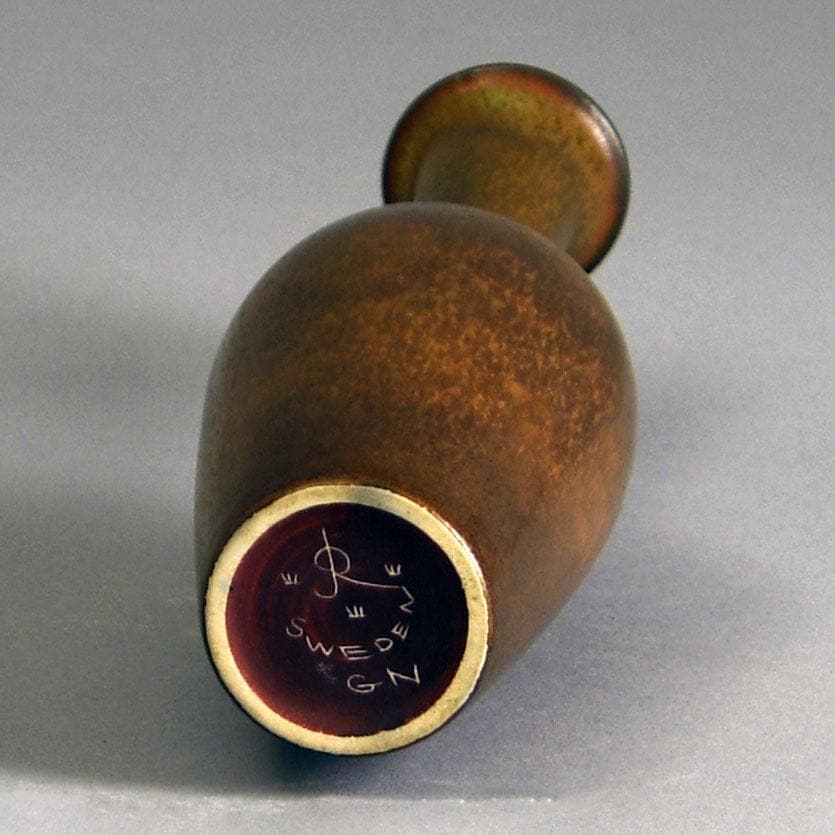 Gunnar Nylund for Rorstrand, ceramic vase with brown glaze D6282 - Freeforms