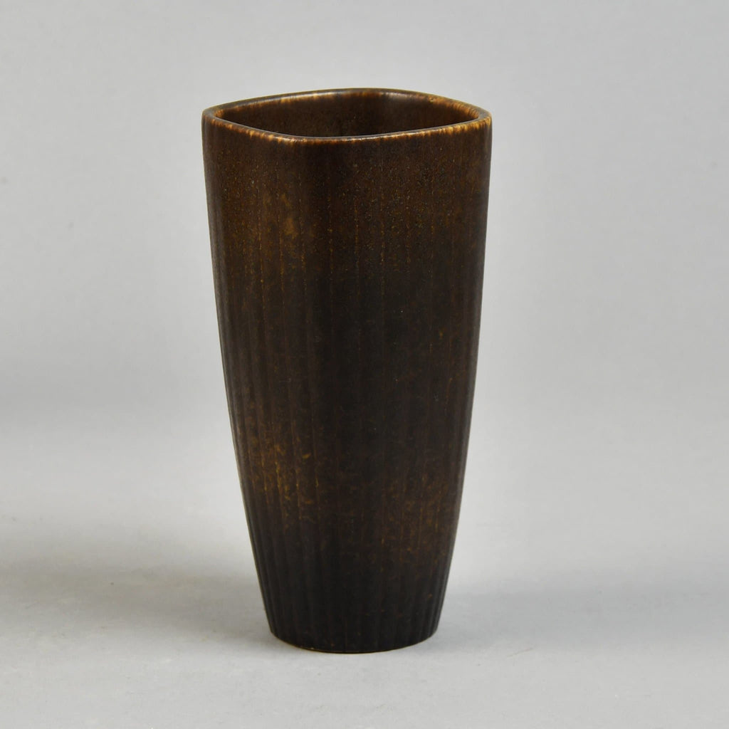 Gunnar Nylund for Rorstrand, ceramic vase with brown glaze N8029 - Freeforms