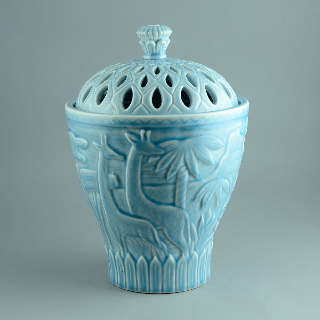 Gunnar Nylund for Rörstrand, large stoneware jar with glossy pale blue glaze N5477 - Freeforms