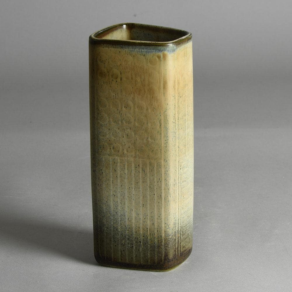 Gunnar Nylund for Rorstrand rectangular vase with brown glaze E7259 - Freeforms