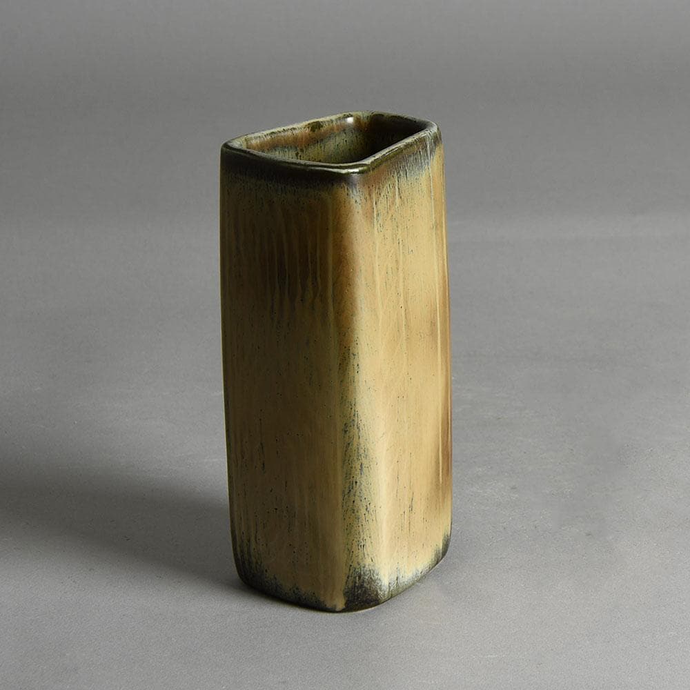 Gunnar Nylund for Rorstrand rectangular vase with brown glaze E7260 - Freeforms