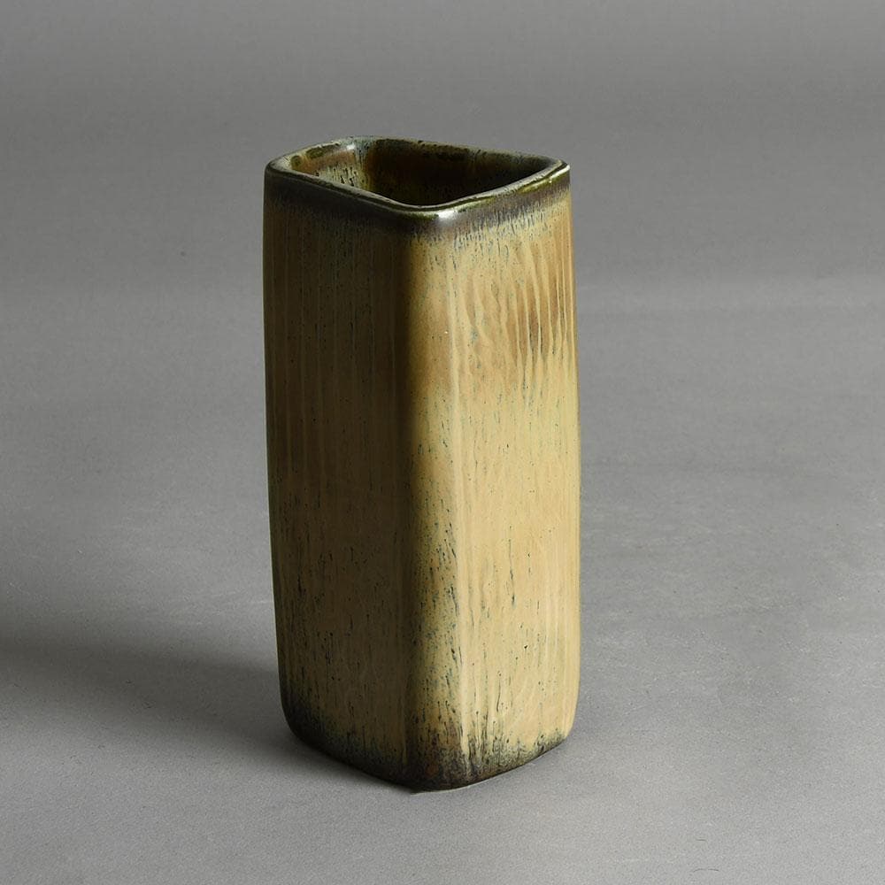 Gunnar Nylund for Rorstrand rectangular vase with brown glaze E7260 - Freeforms