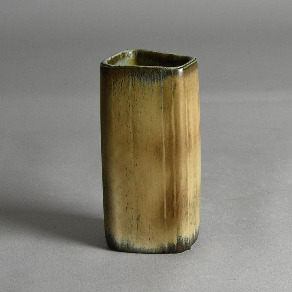 Gunnar Nylund for Rorstrand rectangular vase with brown glaze E7260 - Freeforms
