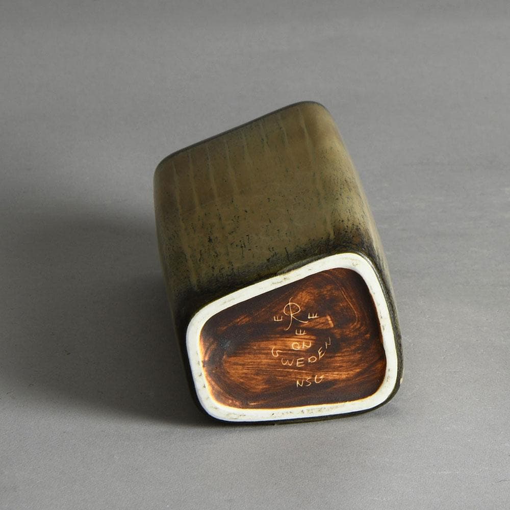 Gunnar Nylund for Rorstrand rectangular vase with brown glaze E7260 - Freeforms