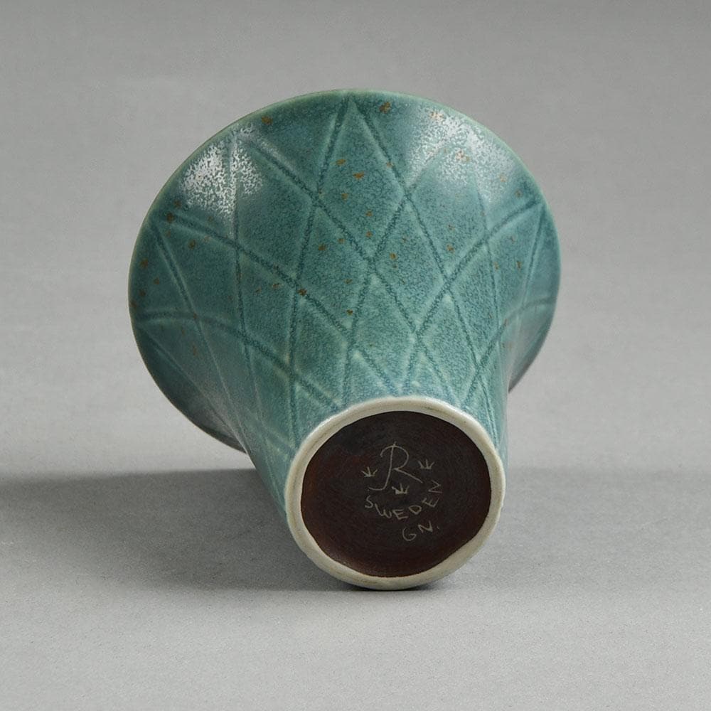 Gunnar Nylund for Rorstrand Stoneware vase in matte green glaze F8263 - Freeforms
