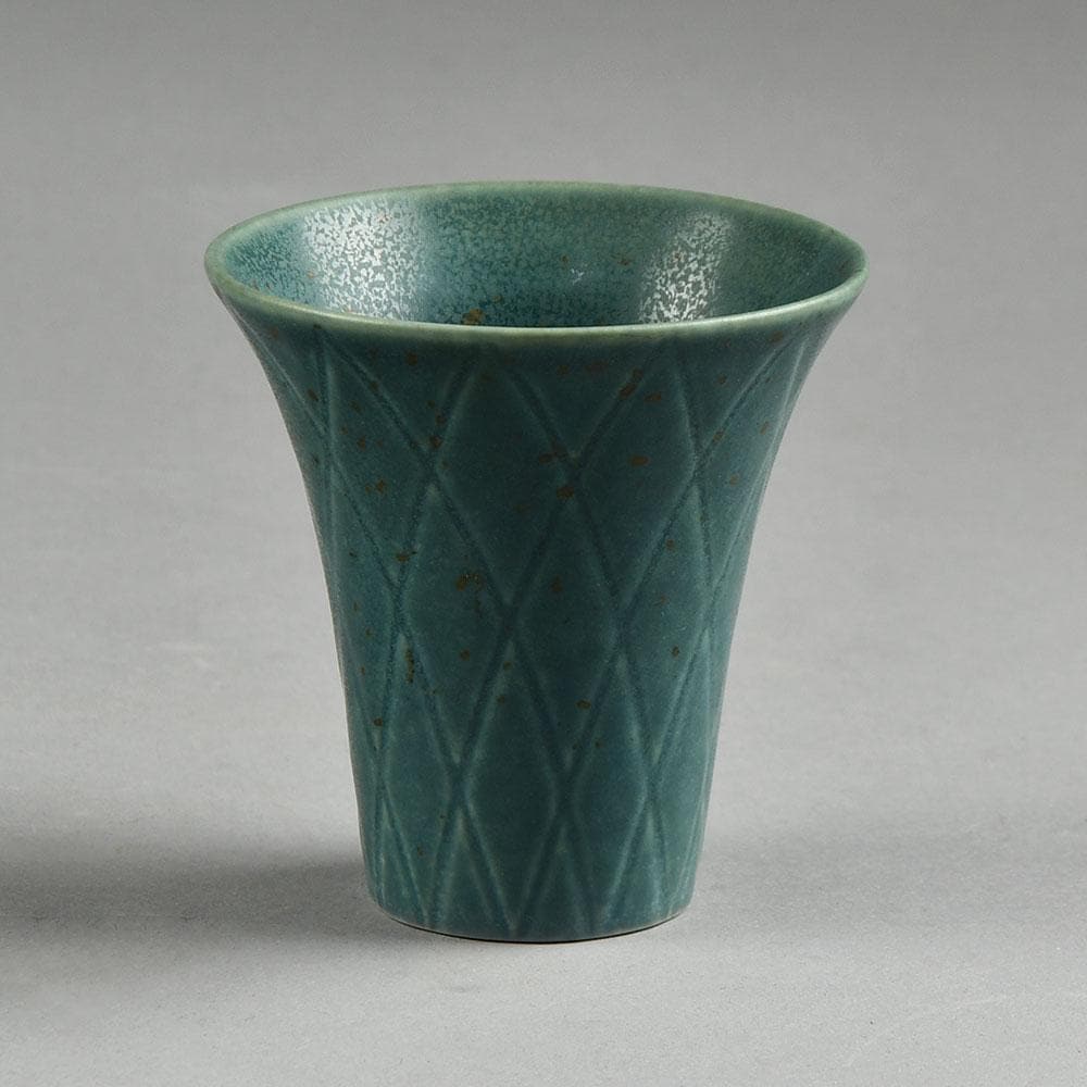 Gunnar Nylund for Rorstrand Stoneware vase in matte green glaze F8263 - Freeforms