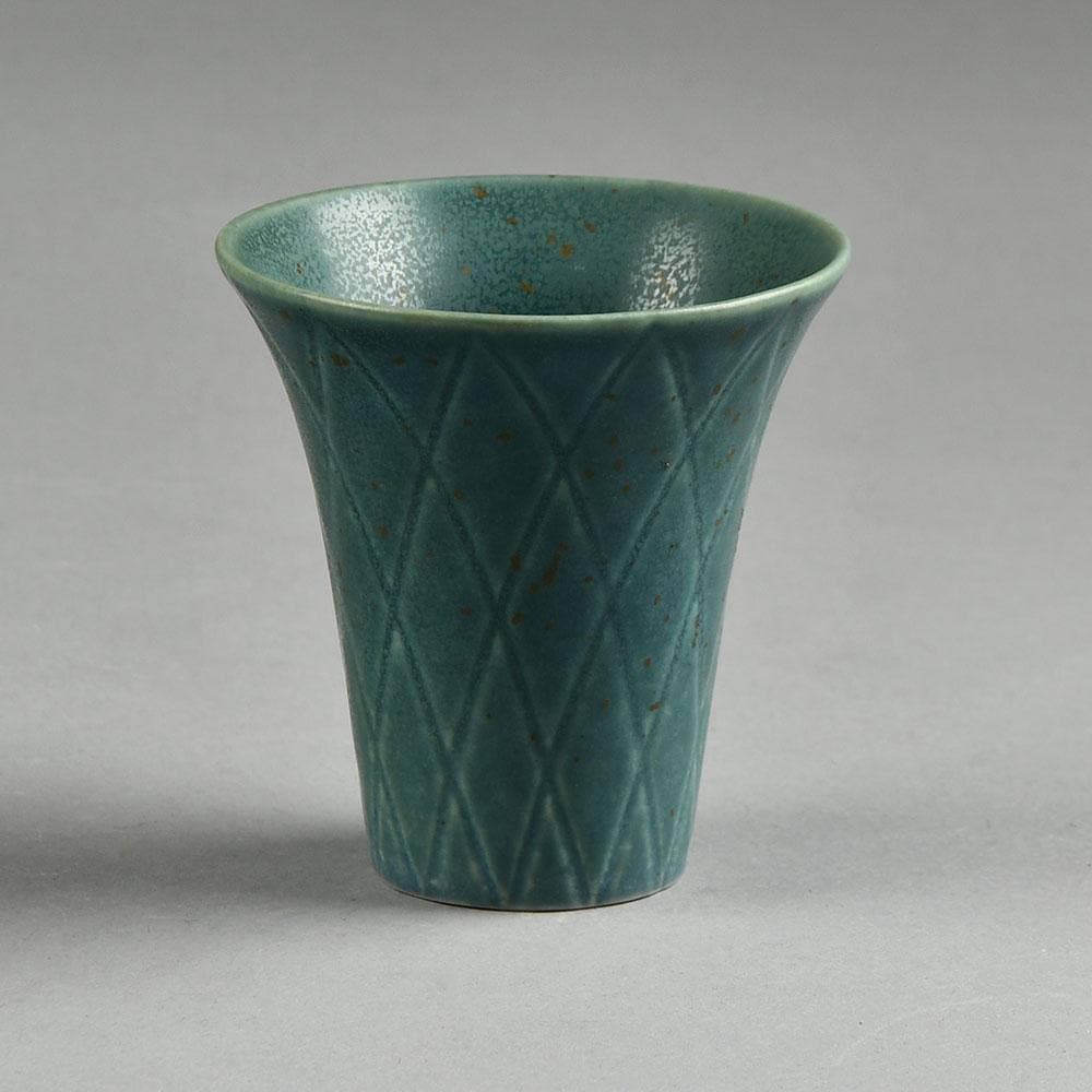 Gunnar Nylund for Rorstrand Stoneware vase in matte green glaze F8263 - Freeforms
