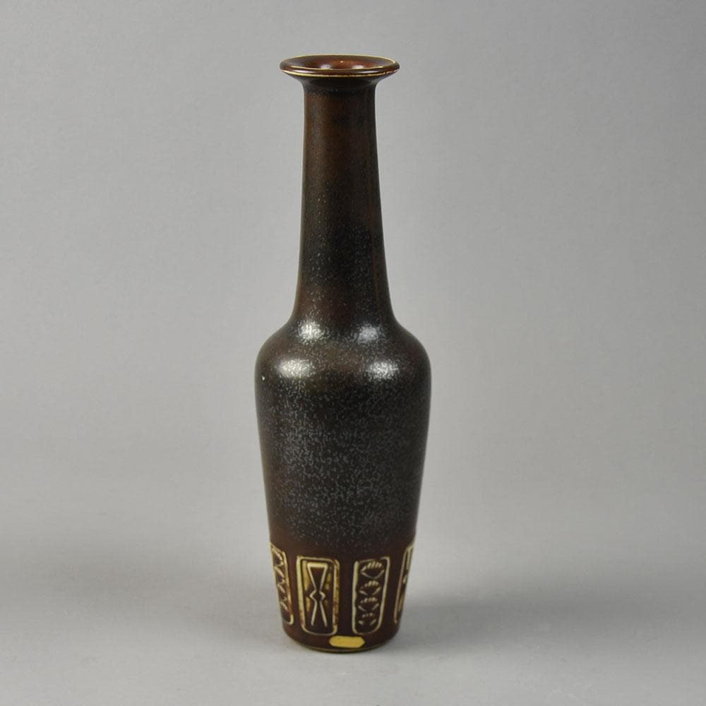 Gunnar Nylund for Rörstrand, Stoneware vase with brown glaze G9168 - Freeforms