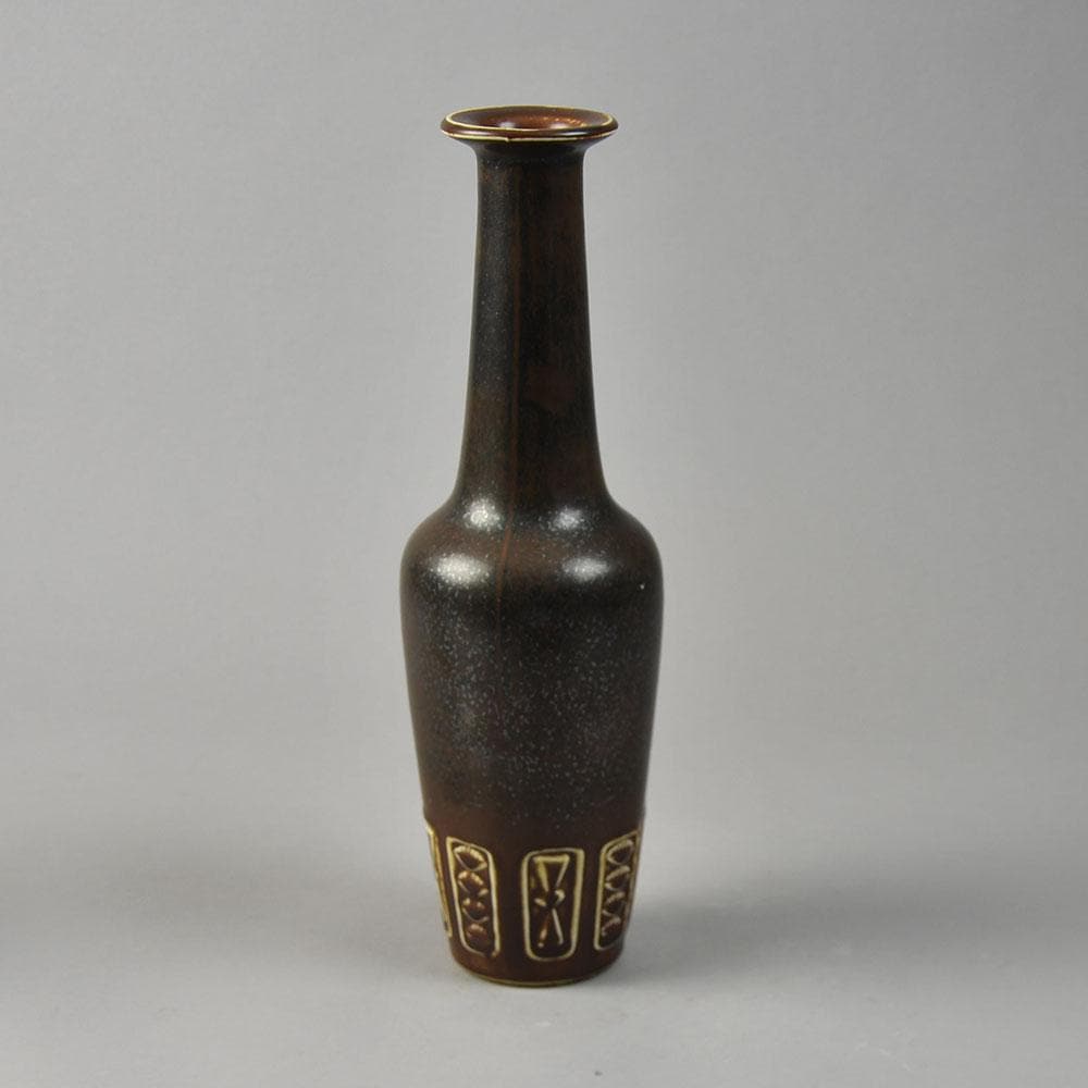 Gunnar Nylund for Rörstrand, Stoneware vase with brown glaze G9168 - Freeforms