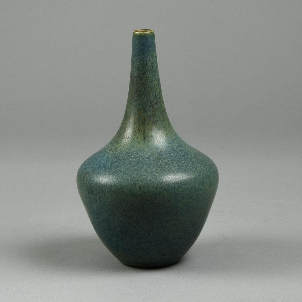 Gunnar Nylund for Rorstrand Stoneware vase with matte blue and olive glaze F8168 - Freeforms