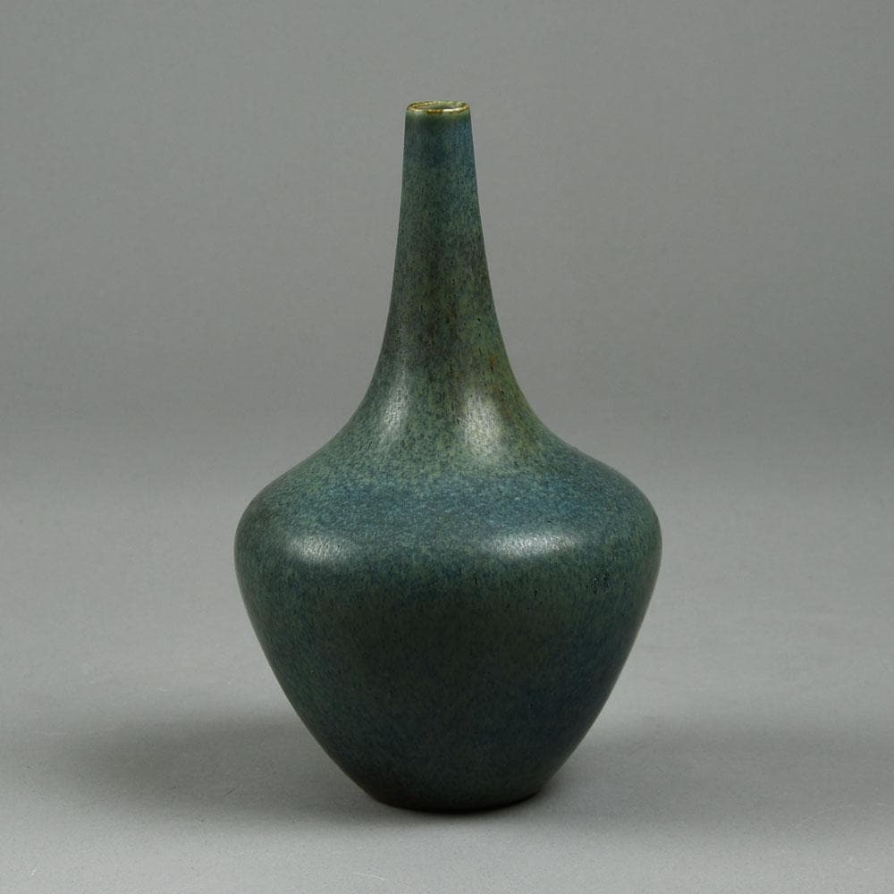 Gunnar Nylund for Rorstrand Stoneware vase with matte blue and olive glaze F8168 - Freeforms