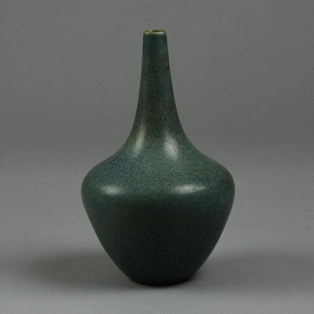 Gunnar Nylund for Rorstrand Stoneware vase with matte blue and olive glaze F8168 - Freeforms