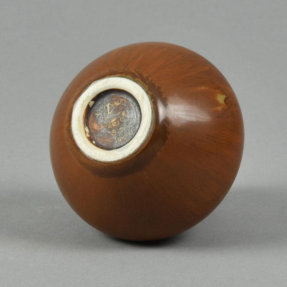 Gunnar Nylund for Rorstrand stoneware vase with reddish brown glaze F8262 - Freeforms