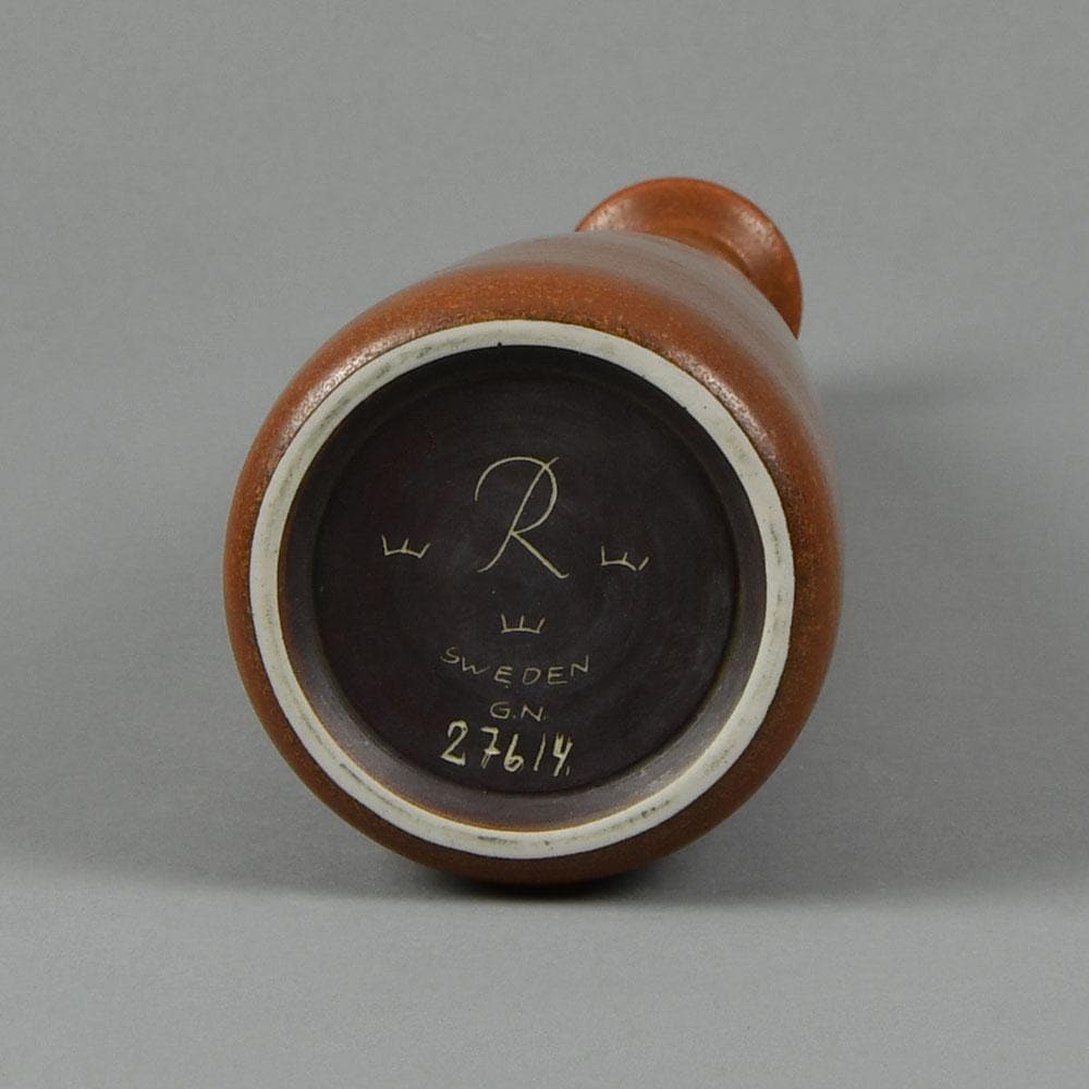 Gunnar Nylund for Rorstrand stoneware vase with reddish brown glaze F8289 - Freeforms