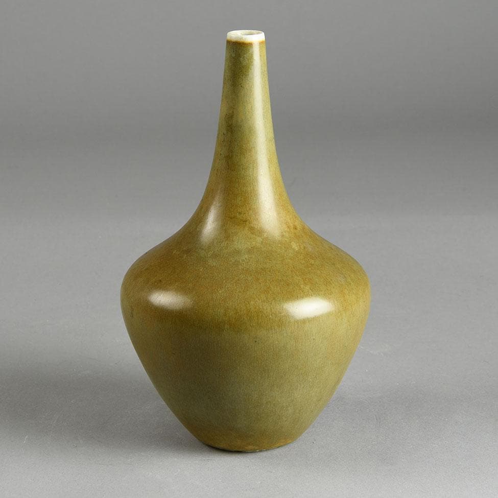 Gunnar Nylund for Rorstrand, Sweden, stoneware vase with brown matte glaze E7257 - Freeforms