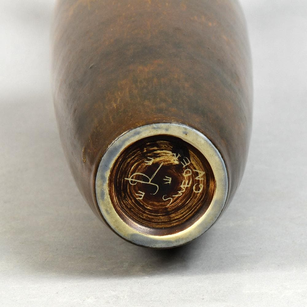 Gunnar Nylund for Rörstrand, tall ceramic vase with brown glaze G9057 - Freeforms