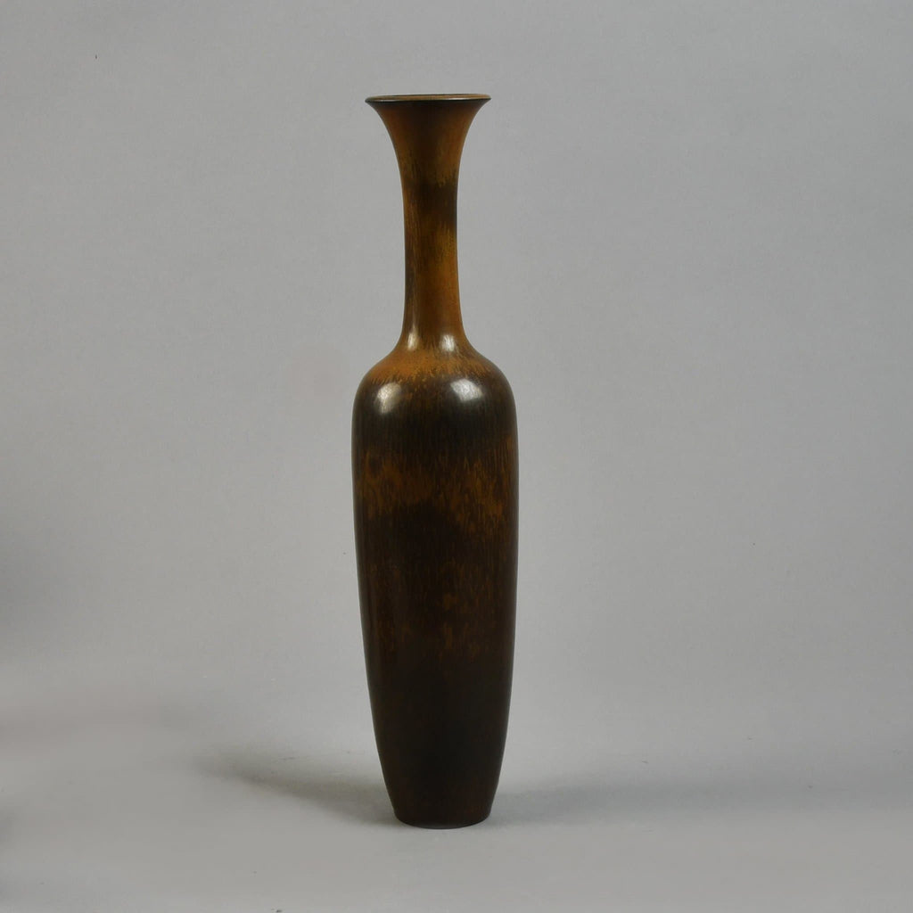Gunnar Nylund for Rörstrand, tall ceramic vase with brown glaze G9057 - Freeforms