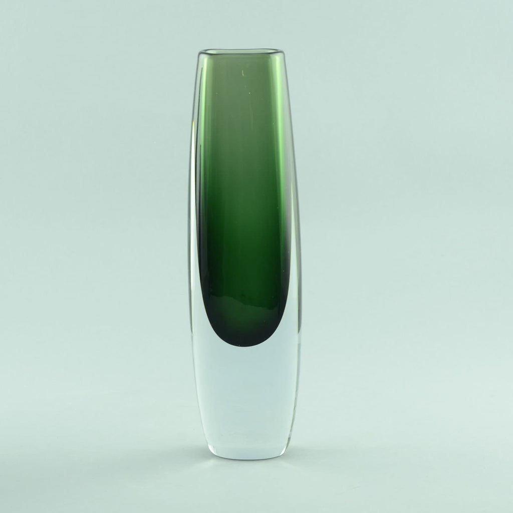 Gunnar Nylund for Strombergshyttan "Sommerso" vase in green and clear glass N8127 - Freeforms